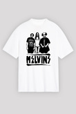 Melvins Baskılı Beyaz Unisex Oversize Tişört - Tshirt