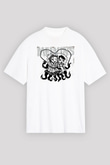 Melvins Baskılı Beyaz Unisex Oversize Tişört - Tshirt