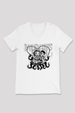 Melvins Baskılı Beyaz Unisex V Yaka Tişört - Tshirt