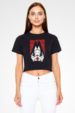Melvins Baskılı Siyah Crop Top Kadın Tişört - Tshirt