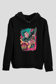 Melvins Baskılı Unisex Siyah Kapüşonlu Sweatshirt