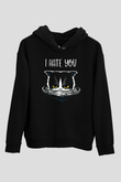 Memnuniyetsiz Kedi Siyah  Unisex Hoodie