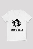 Metal Gear Solid Beyaz Unisex V Yaka Tişört T-Shirt