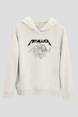 Metallica Baskılı Beyaz Unisex Kapüşonlu Sweatshirt