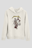 Metallica Baskılı Beyaz Unisex Kapüşonlu Sweatshirt