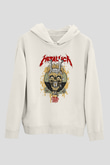Metallica Baskılı Beyaz Unisex Kapüşonlu Sweatshirt