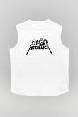 Metallica Baskılı Beyaz Unisex Kolsuz Tişört - Tshirt