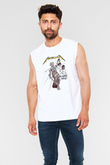 Metallica Baskılı Beyaz Unisex Kolsuz Tişört - Tshirt