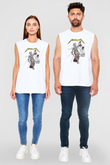 Metallica Baskılı Beyaz Unisex Kolsuz Tişört - Tshirt