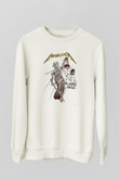 Metallica Baskılı Beyaz Unisex Sweatshirt