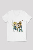 Metallica Baskılı Beyaz Unisex V Yaka Tişört - Tshirt