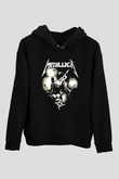 Metallica Baskılı Unisex Siyah Kapüşonlu Sweatshirt