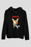 Metallica Baskılı Unisex Siyah Kapüşonlu Sweatshirt