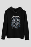 Metallica Baskılı Unisex Siyah Kapüşonlu Sweatshirt
