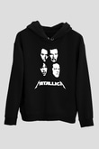 Metallica Baskılı Unisex Siyah Kapüşonlu Sweatshirt