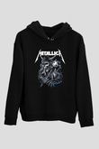 Metallica Baskılı Unisex Siyah Kapüşonlu Sweatshirt