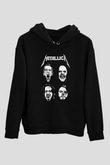 Metallica Baskılı Unisex Siyah Kapüşonlu Sweatshirt
