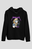 Metallica Baskılı Unisex Siyah Kapüşonlu Sweatshirt