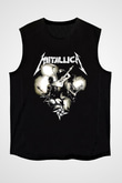 Metallica Baskılı Unisex Siyah Kolsuz Tişört - Tshirt
