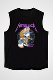 Metallica Baskılı Unisex Siyah Kolsuz Tişört - Tshirt