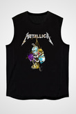 Metallica Baskılı Unisex Siyah Kolsuz Tişört - Tshirt