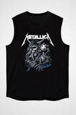 Metallica Baskılı Unisex Siyah Kolsuz Tişört - Tshirt
