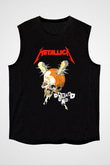 Metallica Baskılı Unisex Siyah Kolsuz Tişört - Tshirt