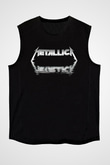 Metallica Baskılı Unisex Siyah Kolsuz Tişört - Tshirt