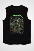 Metallica Baskılı Unisex Siyah Kolsuz Tişört - Tshirt