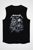 Metallica Baskılı Unisex Siyah Kolsuz Tişört - Tshirt