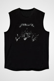Metallica Baskılı Unisex Siyah Kolsuz Tişört - Tshirt