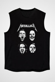 Metallica Baskılı Unisex Siyah Kolsuz Tişört - Tshirt
