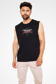 Metallica Baskılı Unisex Siyah Kolsuz Tişört - Tshirt