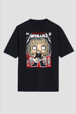 Metallica Baskılı Unisex Siyah Oversize Tişört