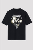 Metallica Baskılı Unisex Siyah Oversize Tişört - Tshirt