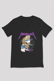 Metallica Baskılı Unisex Siyah V Yaka Tişört - Tshirt