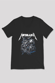 Metallica Baskılı Unisex Siyah V Yaka Tişört - Tshirt