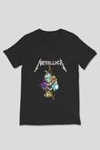 Metallica Baskılı Unisex Siyah V Yaka Tişört - Tshirt