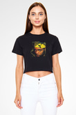 Method Man Baskılı Crop Top Siyah Kadın Tişört