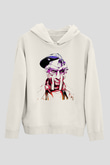 Mf Doom Baskılı Beyaz Unisex Kapüşonlu Sweatshirt