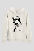 Mf Doom Baskılı Beyaz Unisex Kapüşonlu Sweatshirt