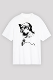 Mf Doom Baskılı Beyaz Unisex Oversize Tişört - Tshirt