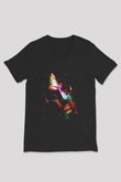 Mf Doom Baskılı Unisex Siyah V Yaka Tişört - Tshirt