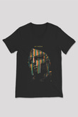 Mf Doom Baskılı Unisex Siyah V Yaka Tişört - Tshirt