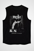 Mgla Baskılı Unisex Siyah Kolsuz Tişört - Tshirt