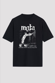 Mgla Baskılı Unisex Siyah Oversize Tişört - Tshirt