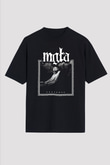 Mgla Baskılı Unisex Siyah Oversize Tişört - Tshirt