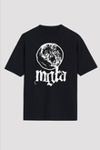 Mgla Baskılı Unisex Siyah Oversize Tişört - Tshirt