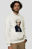 Michael Faraday Yazılı Portre Baskılı Unisex Ekru Hoodie