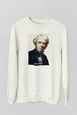 Michael Faraday Yazılı Portre Baskılı Unisex Ekru Sweatshirt